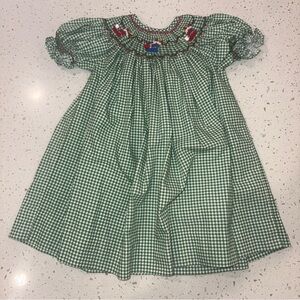 Classy Couture Holiday Green Gingham Dress